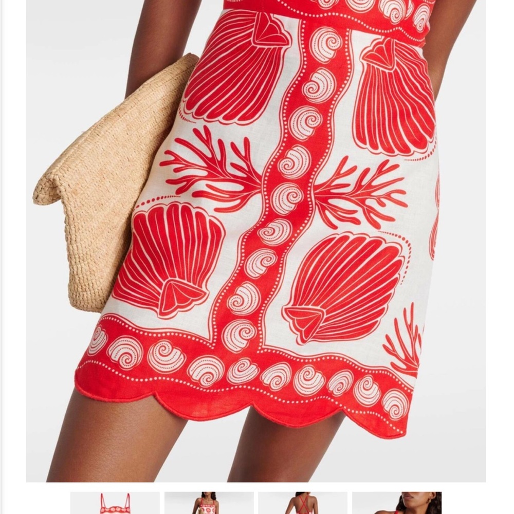 Red and White Floral Embroidered Dress - Picture 5 of 6